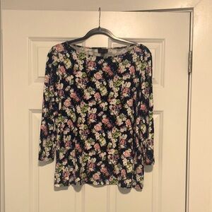 J. Jill Black and Pink Wearever Collection 3/4 Sleeve Knit Shirt